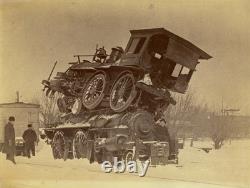 1885 Train Wreck Albumen Photo PIGGYBACK New York Central Railroad Batavia