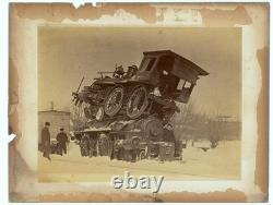 1885 Train Wreck Albumen Photo PIGGYBACK New York Central Railroad Batavia
