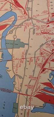 1948 NYC New York Central System Rail Map 22 x 17 Color No Pin Holes, Tears