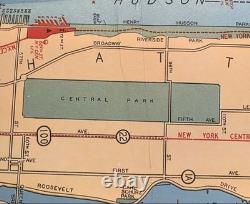 1948 NYC New York Central System Rail Map 22 x 17 Color No Pin Holes, Tears