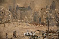 20th Century New York City Central Park Winter Time Snow Impressionism