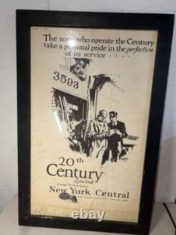 Antique 1926 20th Century Limited New York Central Lines Railroad Poster