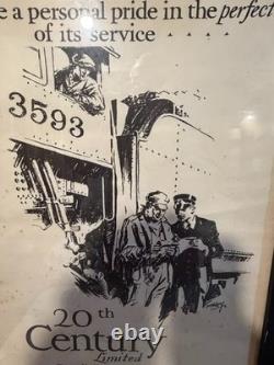 Antique 1926 20th Century Limited New York Central Lines Railroad Poster