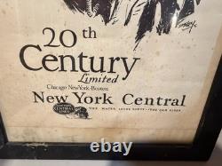 Antique 1926 20th Century Limited New York Central Lines Railroad Poster