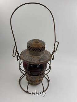 Antique Adlake Kero Railroad Lantern Red Globe New York Central System Kerosene