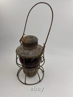 Antique Adlake Kero Railroad Lantern Red Globe New York Central System Kerosene