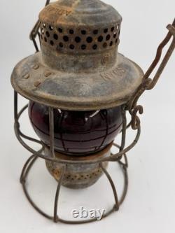Antique Adlake Kero Railroad Lantern Red Globe New York Central System Kerosene
