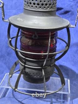 Antique DRESSEL Arlington NJ NYCS New York Central Railroad Lantern with Red Globe