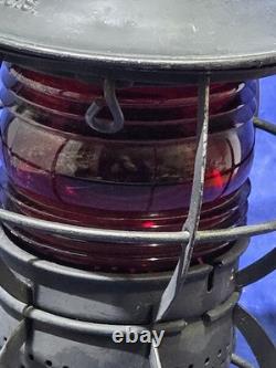 Antique DRESSEL Arlington NJ NYCS New York Central Railroad Lantern with Red Globe