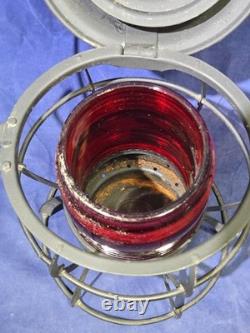 Antique DRESSEL Arlington NJ NYCS New York Central Railroad Lantern with Red Globe