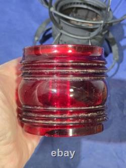 Antique DRESSEL Arlington NJ NYCS New York Central Railroad Lantern with Red Globe