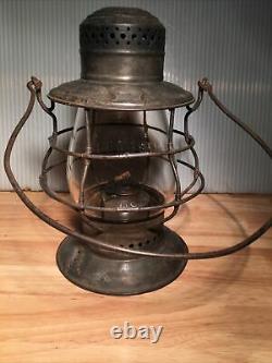 Antique New York Central Dietz No-6 Bell Bottom Railroad Lantern with B&A RR Globe