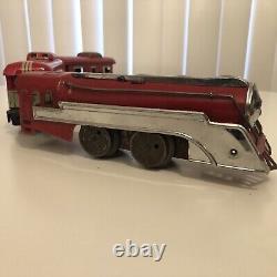 Antique New York Central Mechanical Wind-Up Train Set Red Theme Locomotive Mix