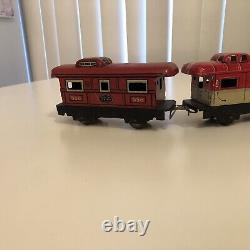 Antique New York Central Mechanical Wind-Up Train Set Red Theme Locomotive Mix
