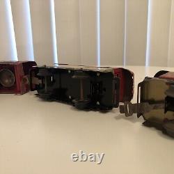 Antique New York Central Mechanical Wind-Up Train Set Red Theme Locomotive Mix