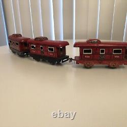 Antique New York Central Mechanical Wind-Up Train Set Red Theme Locomotive Mix