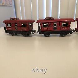 Antique New York Central Mechanical Wind-Up Train Set Red Theme Locomotive Mix