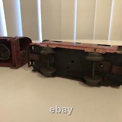 Antique New York Central Mechanical Wind-Up Train Set Red Theme Locomotive Mix