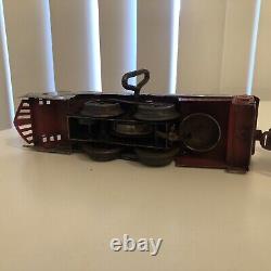 Antique New York Central Mechanical Wind-Up Train Set Red Theme Locomotive Mix