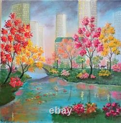 Art 12/12 Original Oil painting, Autumn In New York. Central Park