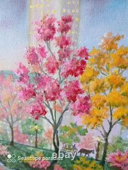 Art 12/12 Original Oil painting, Autumn In New York. Central Park