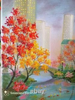 Art 12/12 Original Oil painting, Autumn In New York. Central Park