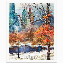 Central Park South New York Print from Watercolor Original Painting Artwork