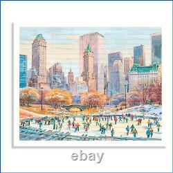 Central Park Wollman Rink New York Print from Watercolor Painting Artwork