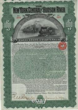 Chauncey Depew Signed New York Central And Hudson River Railroad Bond From 1898