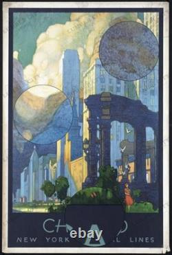 Chicago 1929 New York Central Lines Travel Poster Leslie Ragan Wall Art