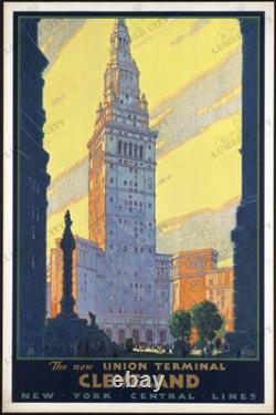 Cleveland Union Terminal 1930 Travel Poster New York Central Wall Art Retro