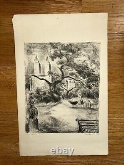 Emily Parks Woman Artist Central Park New York WPA Era Lithograph 1930s Look