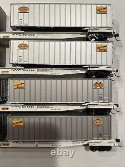 HO Lot of 4 Walthers New York Central Flexi Van Flat Cars with Trailers NYC Set #2