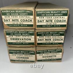 Ho Scale American Beaty Lines New York Central Lot Of 6 Observation, combine, more