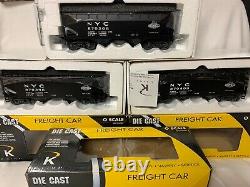 K-line By Lionel Die Cast Nyc 2 Bay Real Coal Hopper 3 Car Set New York Central