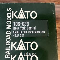 Kato 106-023 N New York Central Smooth Side Passenger Cars (Set of 4) Read