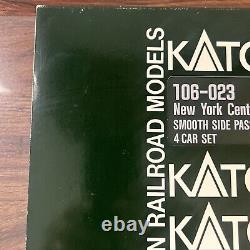 Kato 106-023 N New York Central Smooth Side Passenger Cars (Set of 4) Read