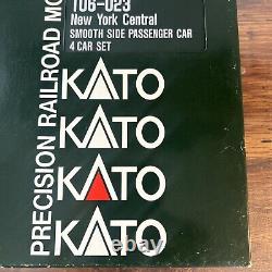 Kato 106-023 N New York Central Smooth Side Passenger Cars (Set of 4) Read