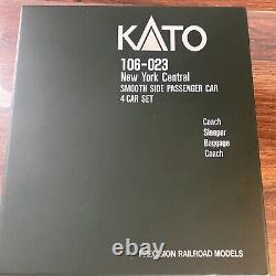 Kato 106-023 N New York Central Smooth Side Passenger Cars (Set of 4) Read