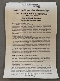 LIONEL NEW YORK CENTRAL HUDSON LOCOMOTIVE & TENDER SET 6-8206 With ORIGINAL BOX