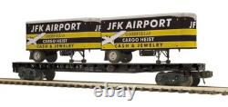 MTH PREMIER NEW YORK CENTRAL FLAT CAR With 20' PUP TRAILERS! O SCALE JFK AIRPORT
