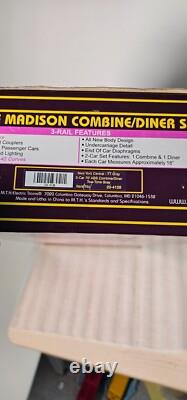 MTH Premier 20-4126 70' NYC/New York Central Combine/Diner Madison 2-Car O-Gauge