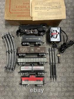 + Marx O #999 New York Central 2-4-2 Locomotive 4 Car Freight Set with Box 25225