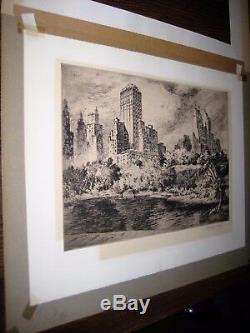 Nat Lowell Signed Limited Edition Original Etching Central Park South New York