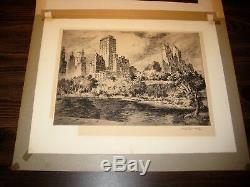 Nat Lowell Signed Limited Edition Original Etching Central Park South New York