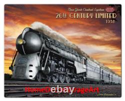 New York Central 20th Century 1938 Train Railroad Metal Sign Train Room Art
