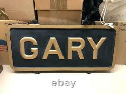 New York Central Gary, Indiana Cast Iron Railroad Station Sign From Depot