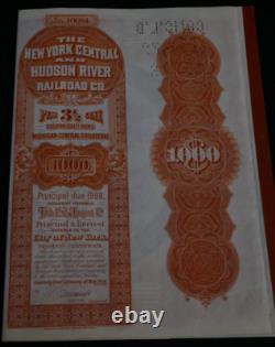 New York Central & Hudson River Railroad $1000 Gold Bond, Signed Horace Hayden New York Central & Hudson River Railroad $1000 Gold Bond, Signed Horace Hayden