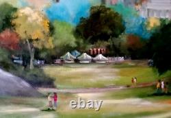New York City Central Park Ice Skating Rink Oil Painting Original Art