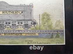Original Hand Tinted Pen and Ink, 1976 New York Central Hudson Locomotive